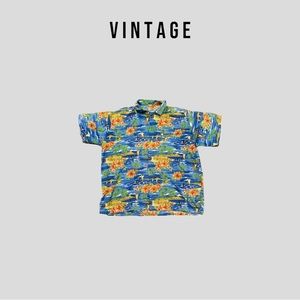 Vintage Hawaiian shirt 80s 90s summer shirt sleeve button down shirt